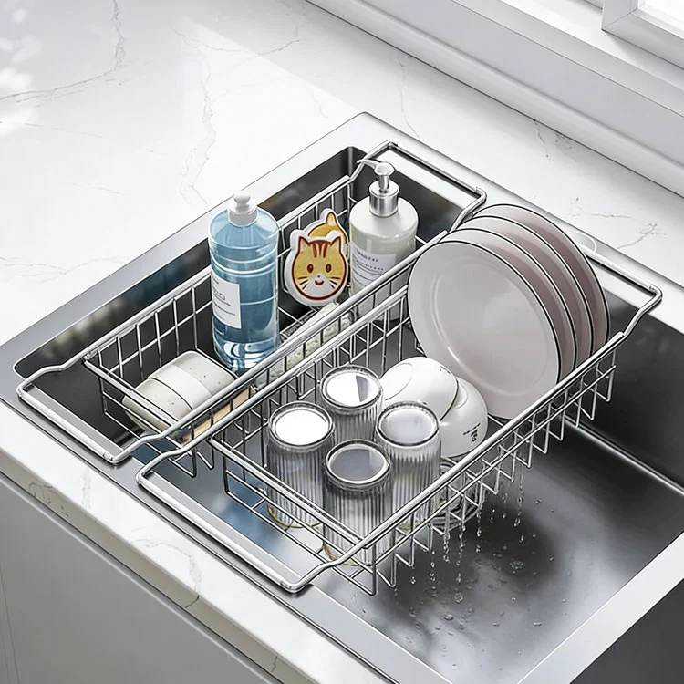 extensible stainless steel sink drain rack